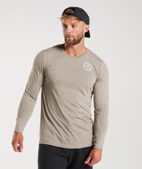 Men's Gymshark Legacy Long Sleeve T-Shirts Grey | NZ 9QXLCG